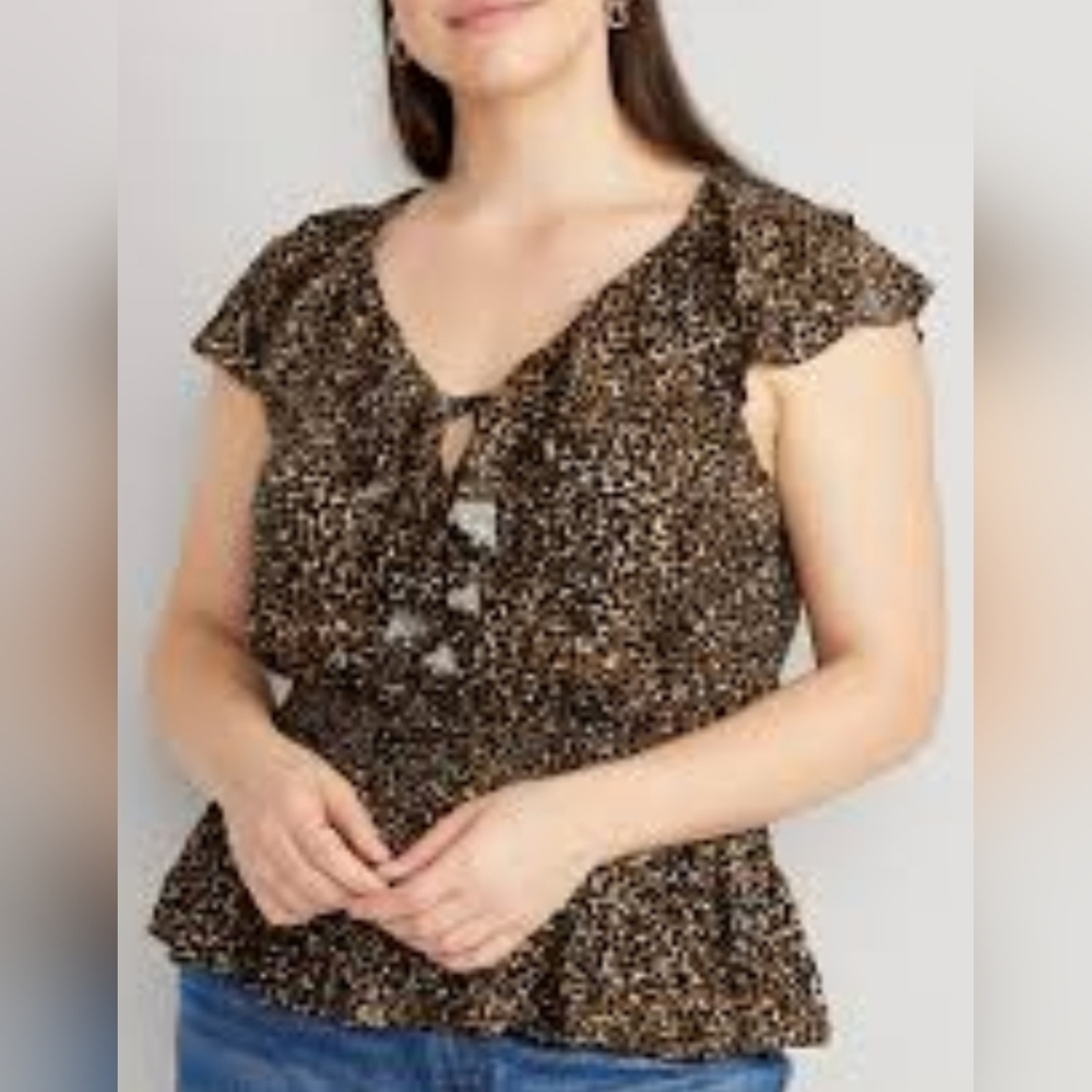 Old Navy Women's Waist-Defined Ruffle-Trim Top